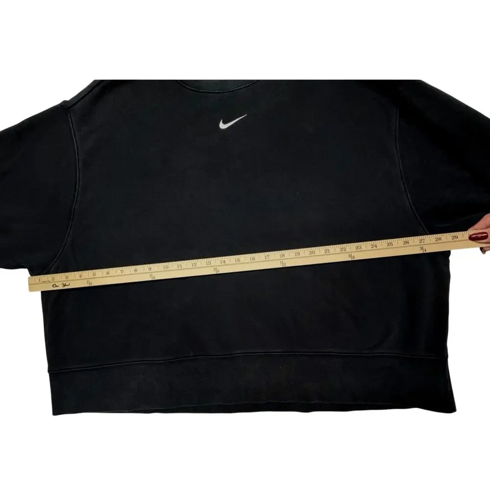 Nike Women’s 2X Black Crewneck Sweatshirt White Swoosh Oversized Pullover